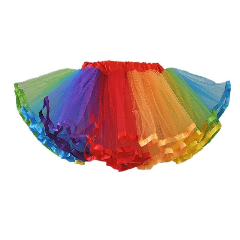 ChicWind Womens Rainbow Plus Size Puffy Tutu Layered Tulle Petticoat Skirt for Party - Image 2